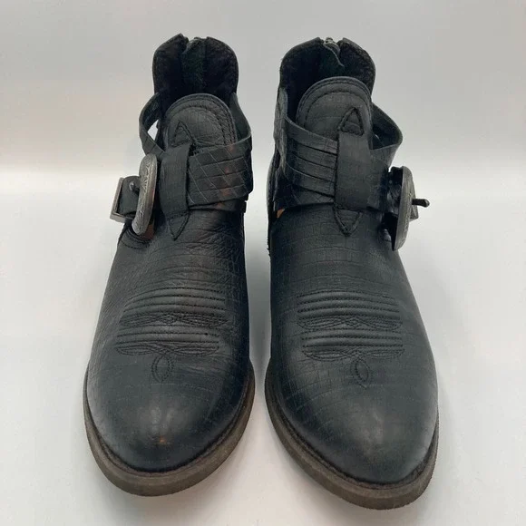 Ariat Dulce Black Leather Western Ankle Boots Buckle Detail Size 6.5‎ - Picture 4 of 15